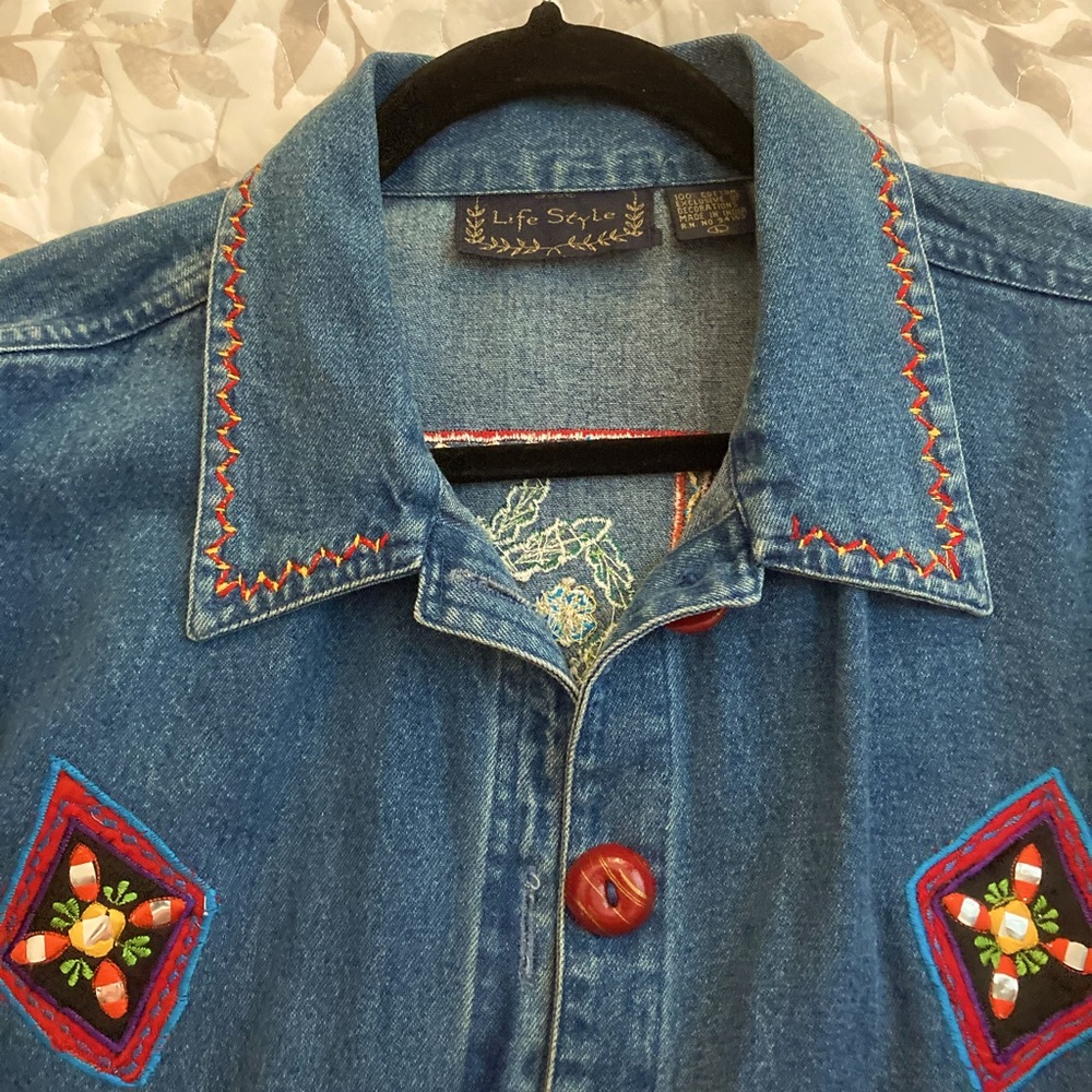 Embroidered Denim Jacket - Picture 2 of 9